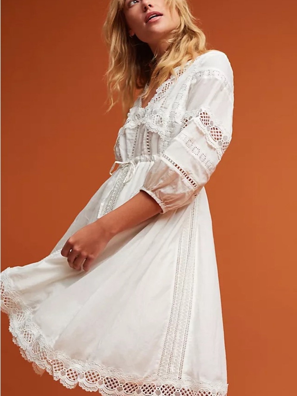 Anthropologie Eri & Ali Gustavia Prairie White Dress Medium Boho Bach Bridal